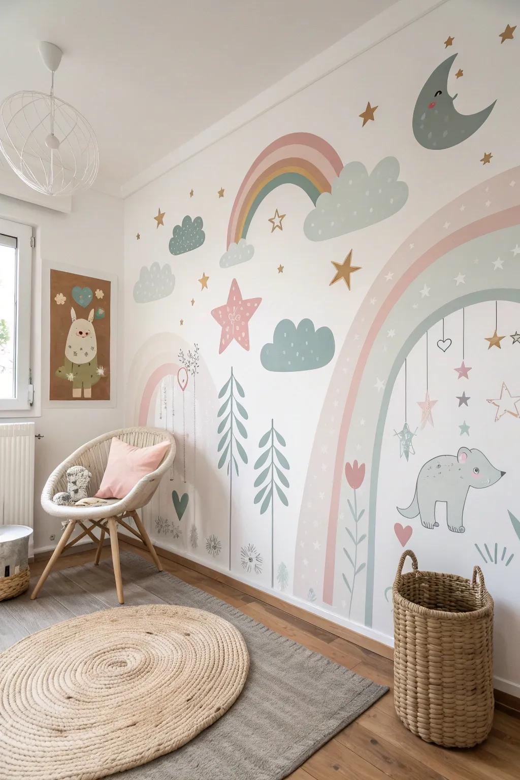 Transform your child's room into a whimsical wonderland with pastel dreams and playful shapes.