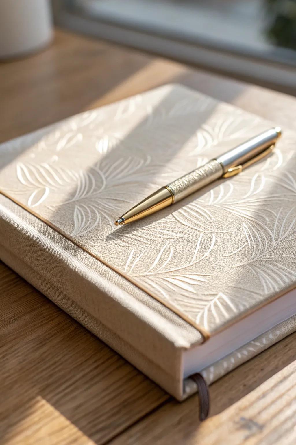 Embrace metallic elegance in your New Year scrapbook for a touch of sophistication and charm.