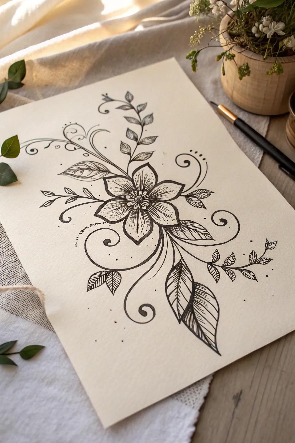 Elevate your space with the timeless elegance of ornate floral outlines.