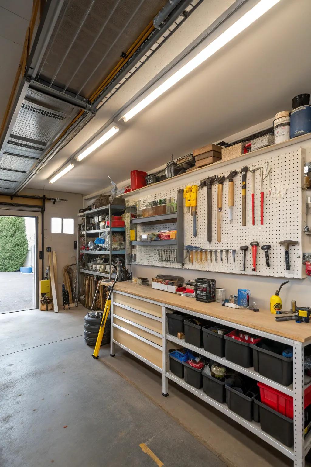Sliding units provide quick access to stored items.