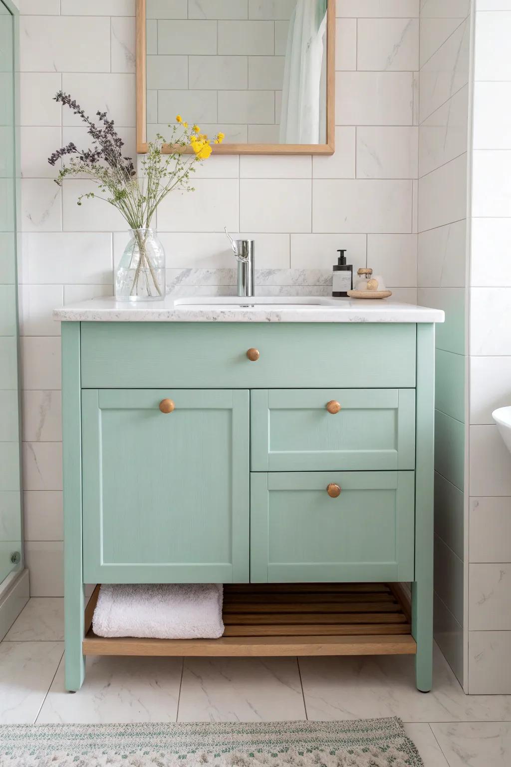 Add a splash of playful pastels to your bathroom for a fresh and inviting atmosphere.