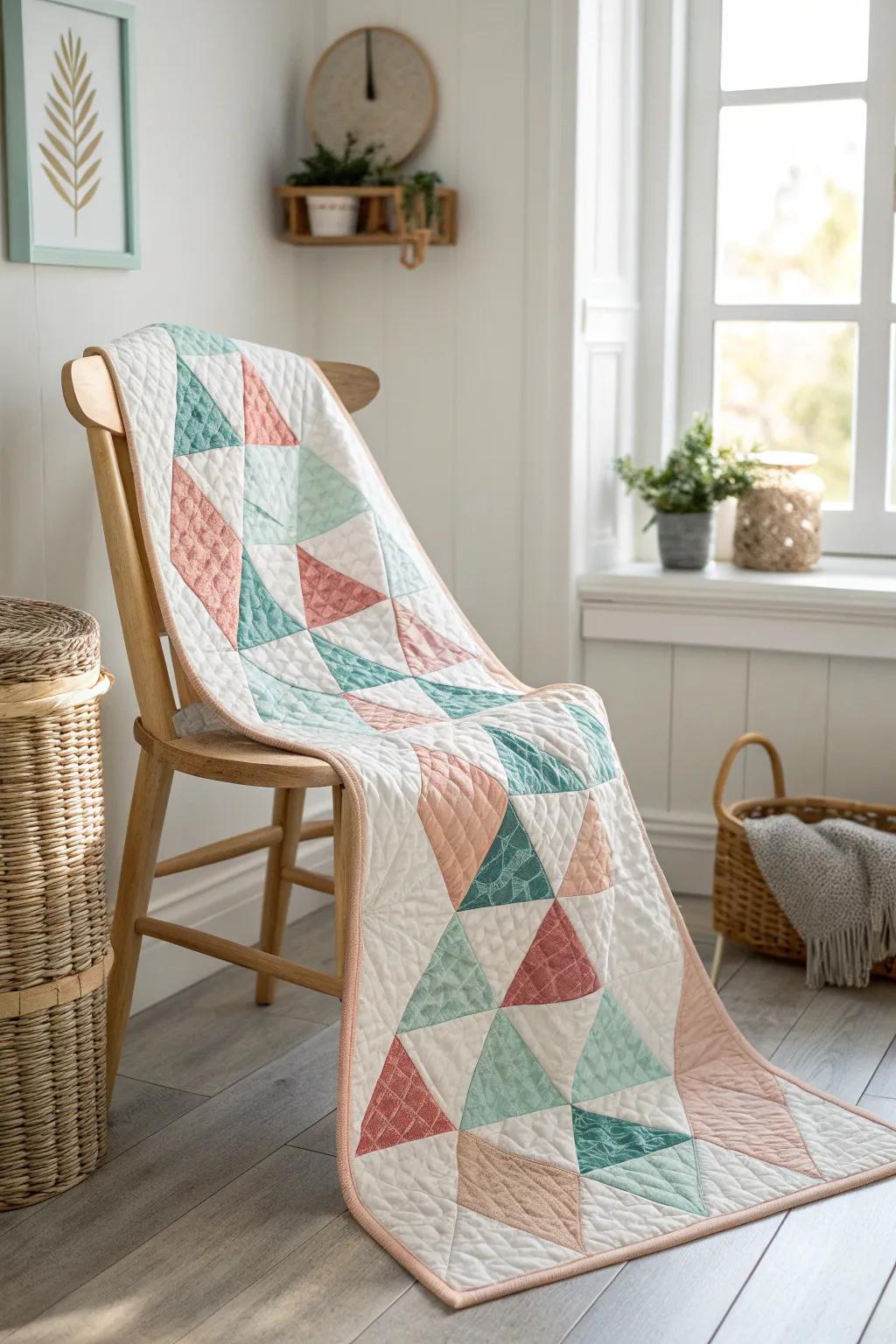 Embrace modern elegance with geometric panel quilts that bring playful sophistication to your space.