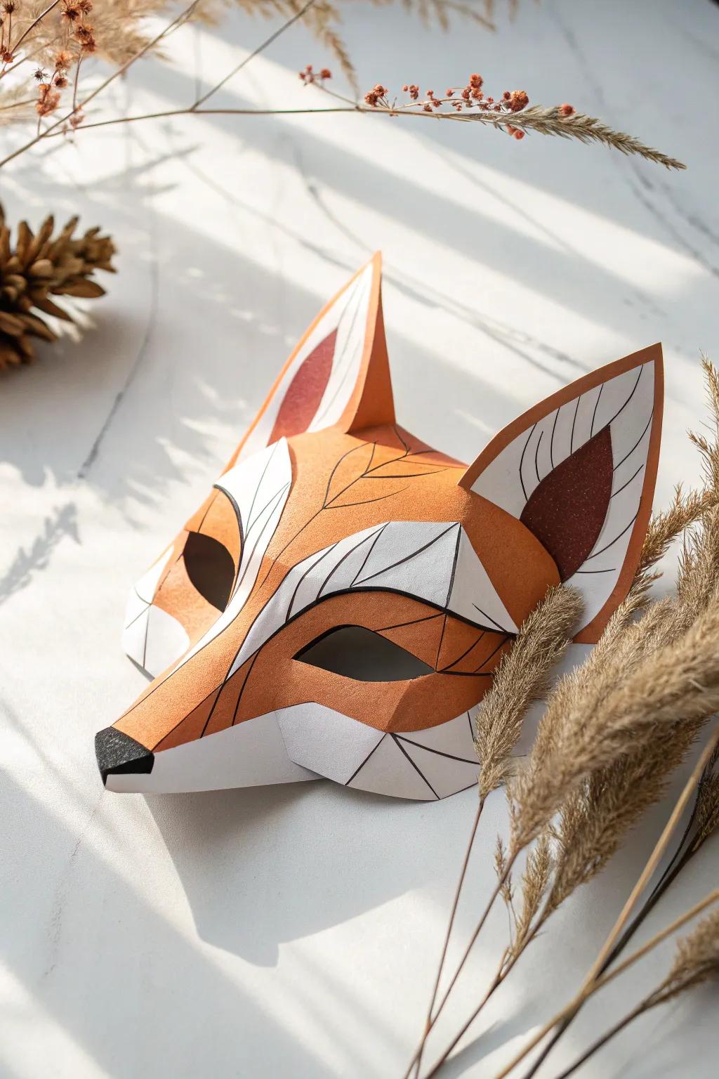 Unleash your creativity with this charming paper fox mask—perfect for adding a playful touch to any costume party!