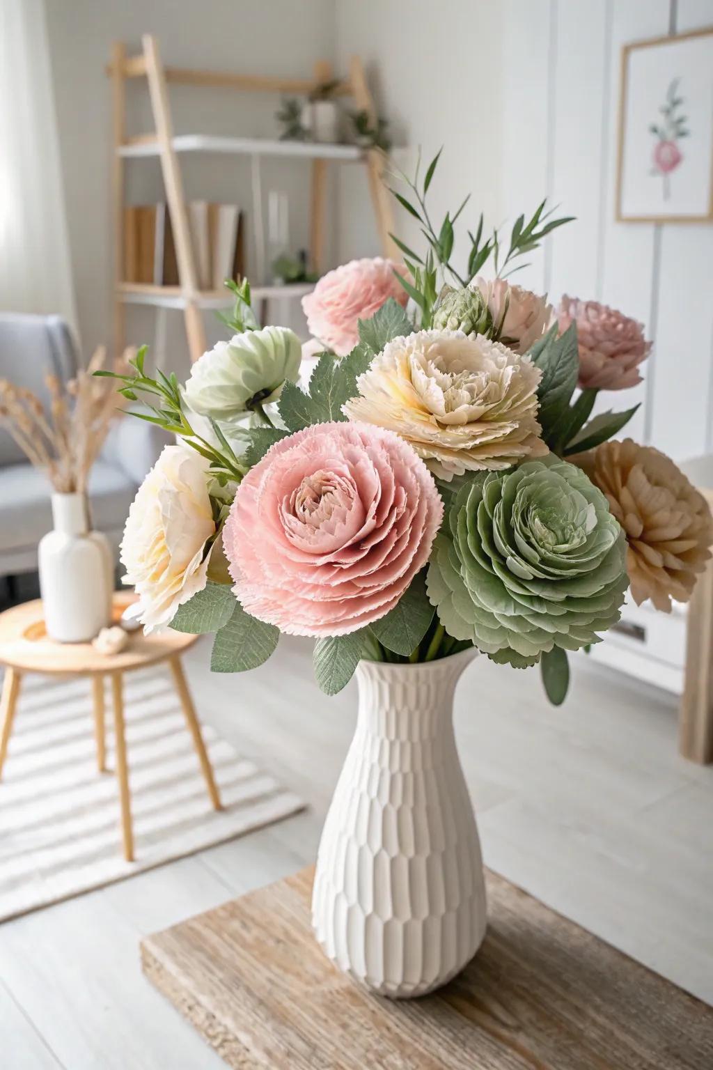 Everlasting elegance: A handcrafted paper flower bouquet to charm any space.
