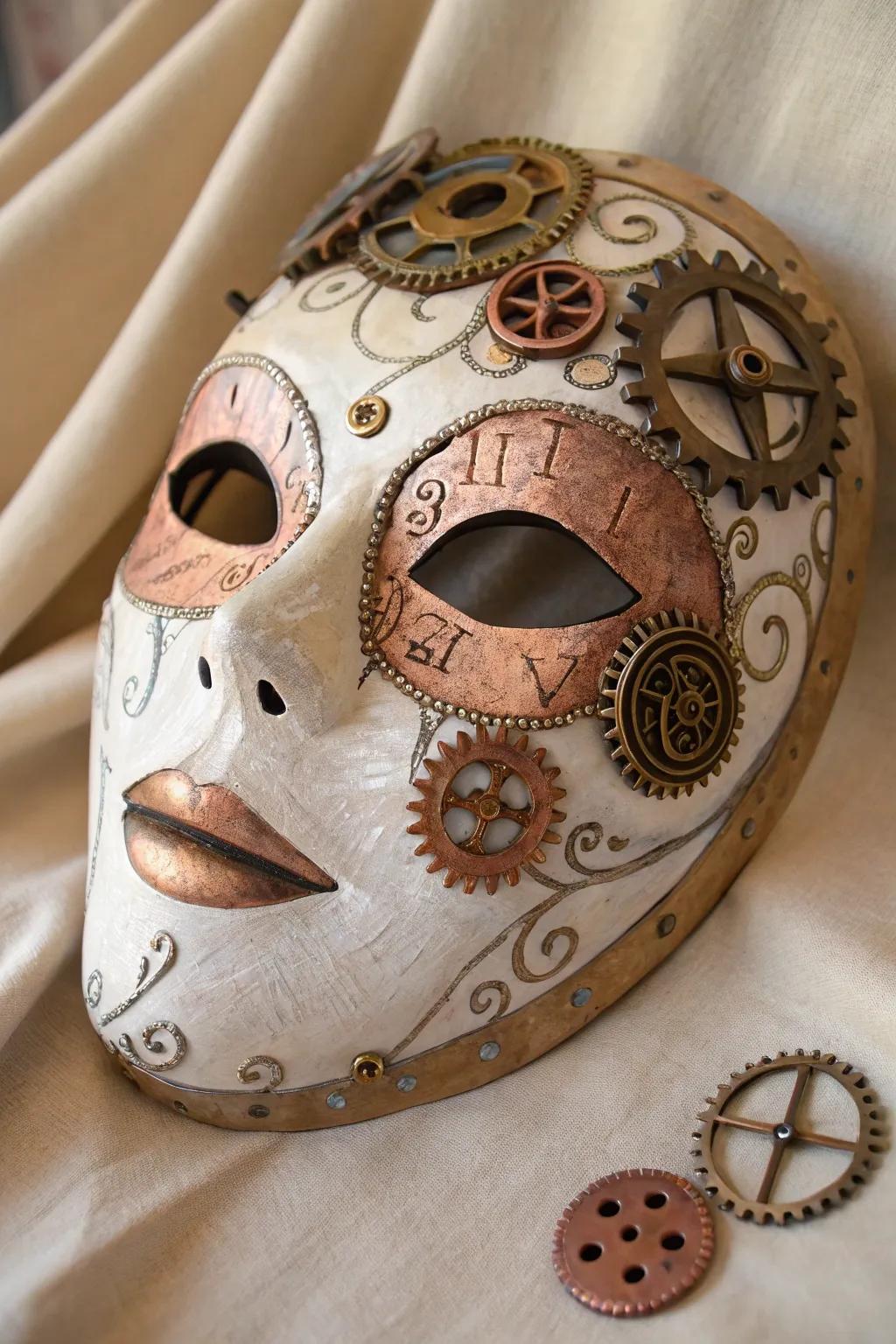 Explore the allure of adventure with this handcrafted steampunk mask, a perfect blend of simplicity and intricate detail.