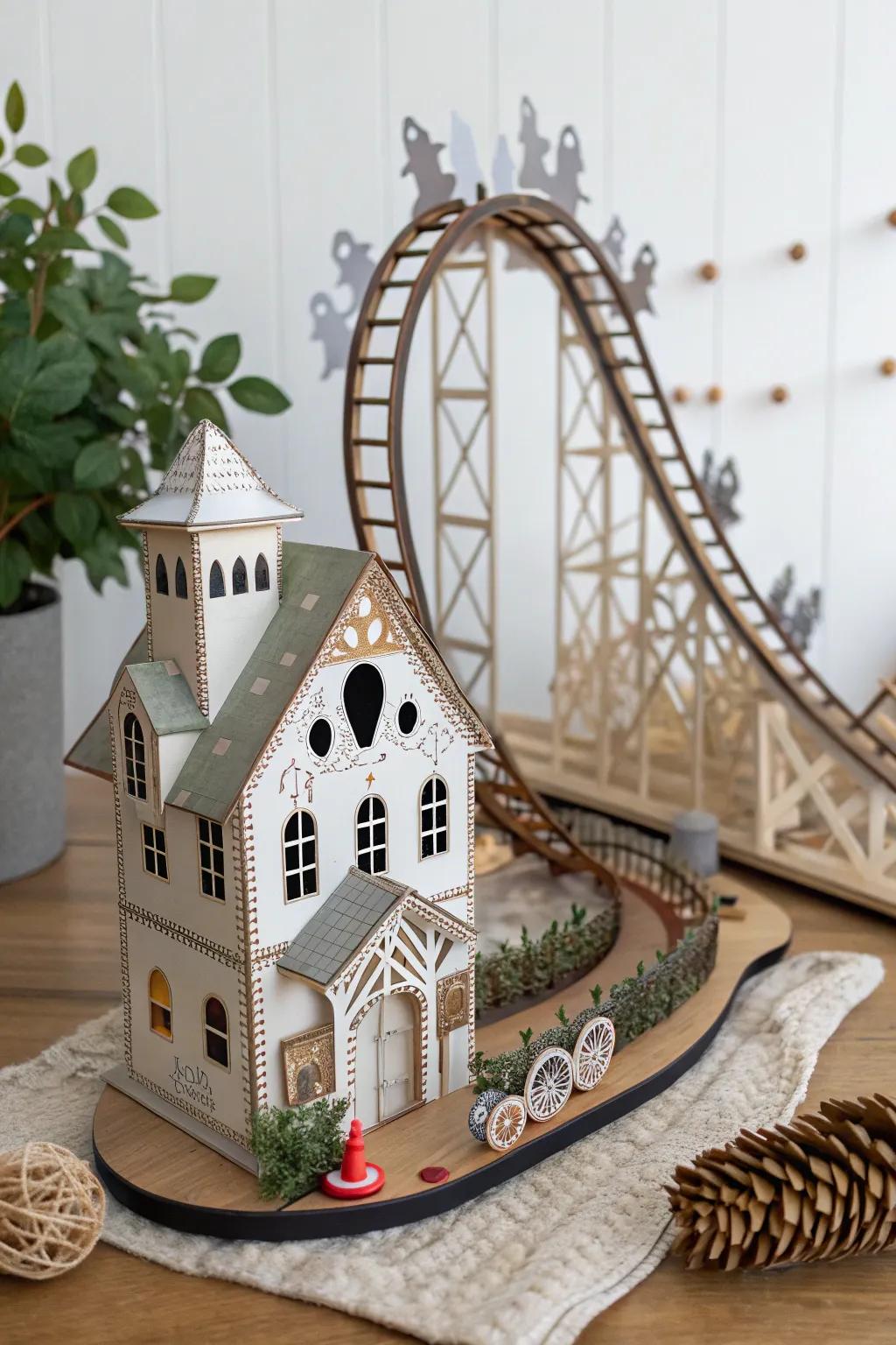 Unleash your creativity with a DIY haunted house paper roller coaster!