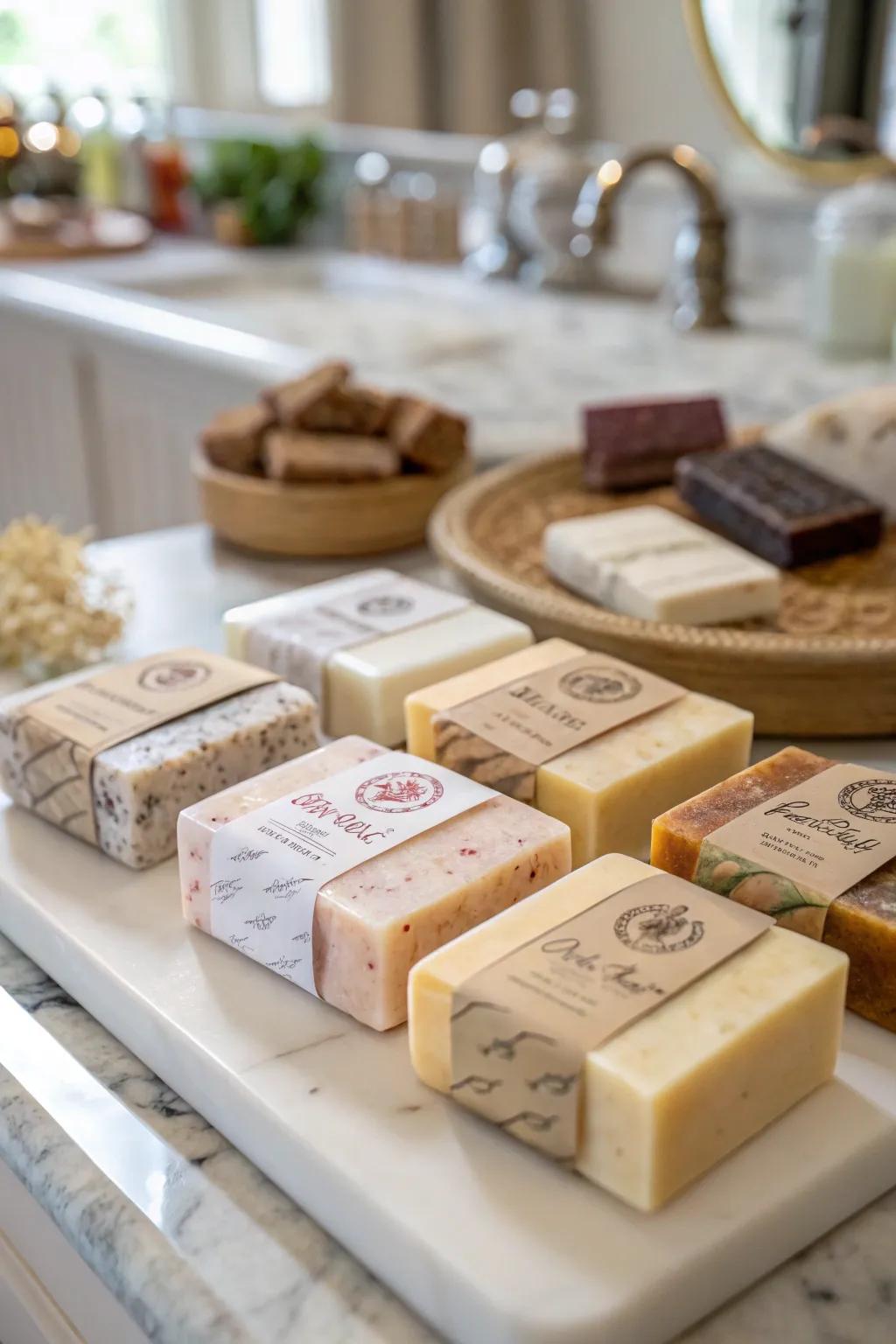 Luxurious custom soaps, a thoughtful and elegant favor for baptisms.