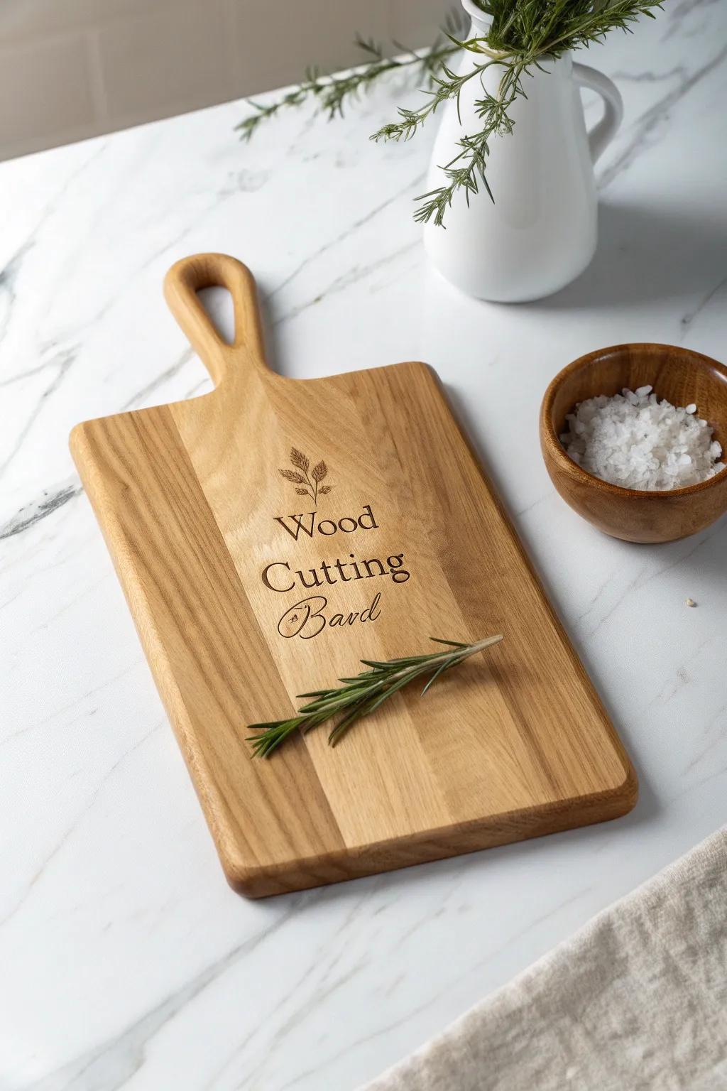 Elevate your kitchen with a personalized cutting board that blends simplicity and elegance.