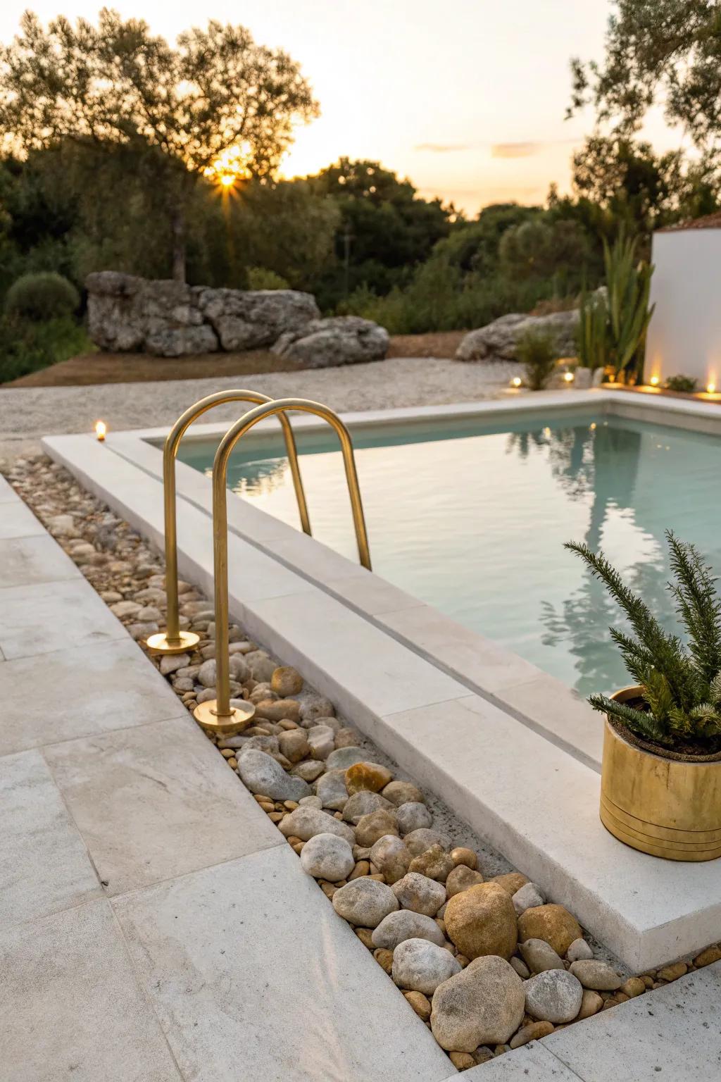 Glamorous Gold: Elevate your poolside with a touch of sunset-kissed luxury.