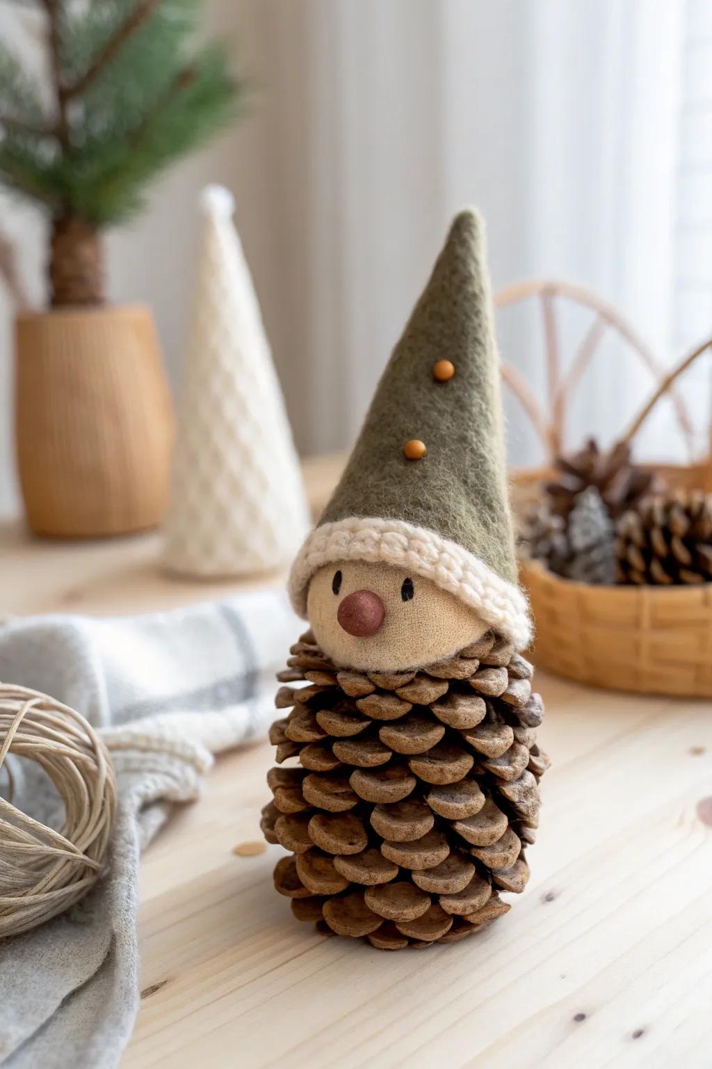 Bring a touch of magic to your home with these delightful pinecone gnomes, blending Scandinavian minimalism with Boho charm.