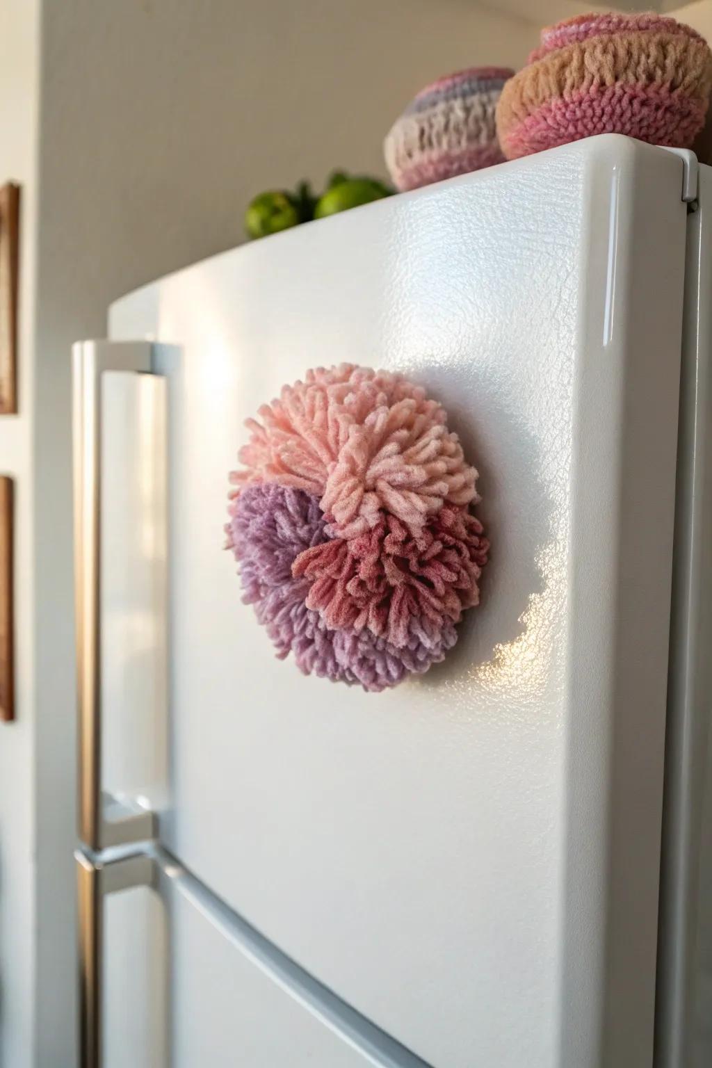 Add a touch of whimsy and color to your kitchen with these charming pom pom magnets!