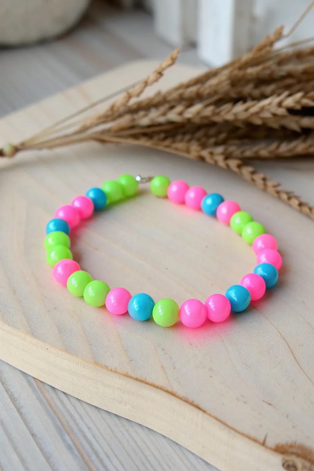 Stand out in style with this vibrant neon bead bracelet, perfect for any festival adventure!