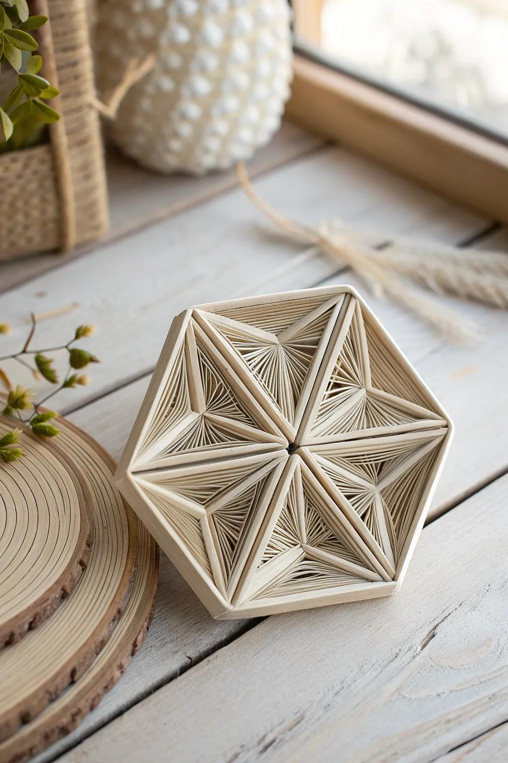 Discover the elegance in simplicity with this geometric quilled masterpiece—where structure meets free-spirited art.