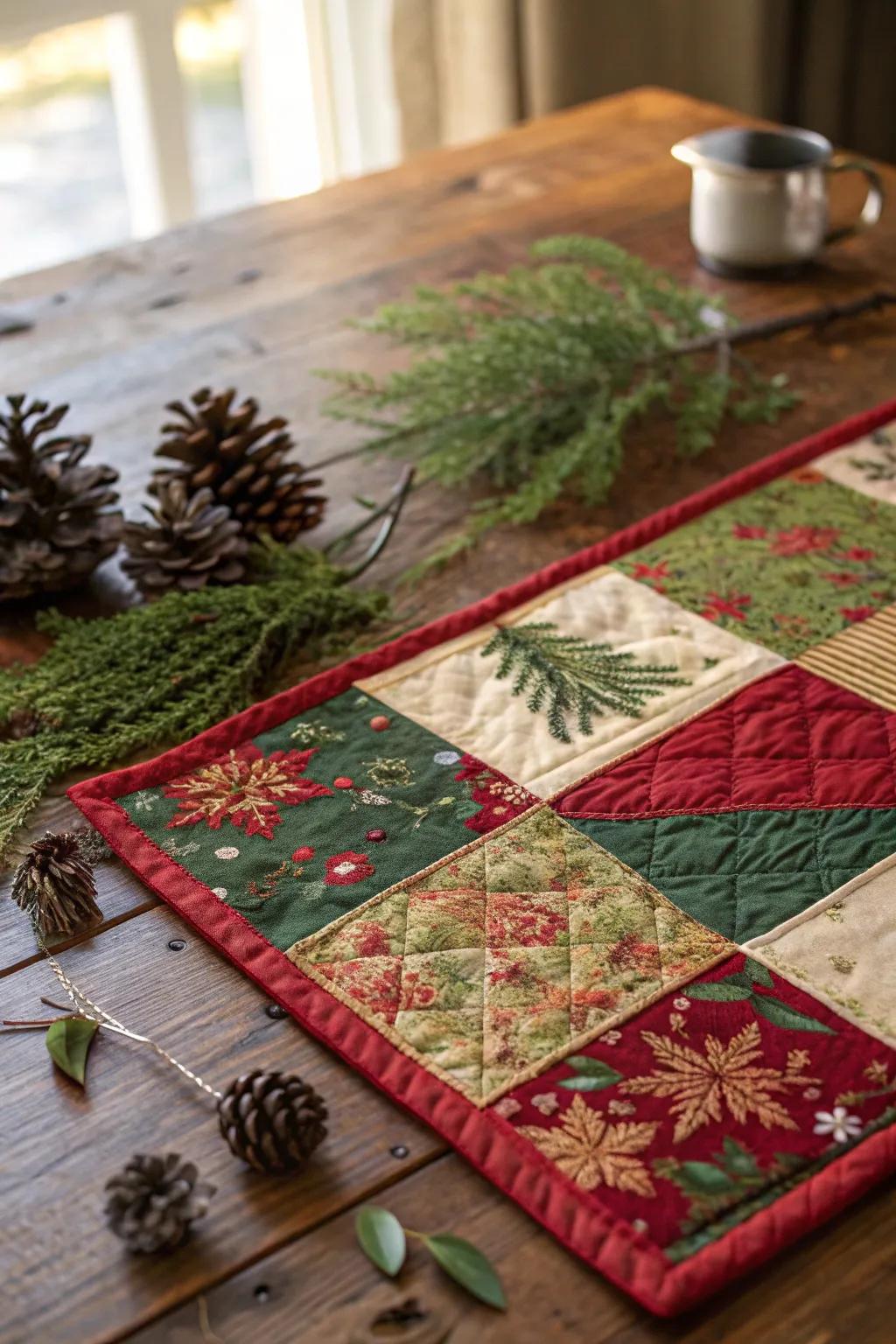 Transform your holiday table with handcrafted charm using festive quilted placemats.