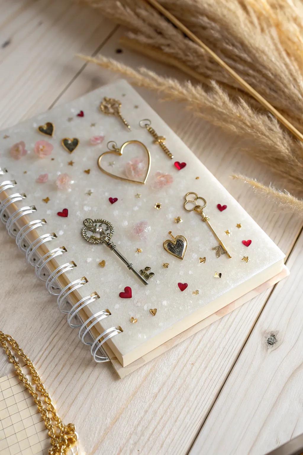 Discover the magic of resin notebooks with whimsical charms that add a touch of romance and creativity to your everyday notes.