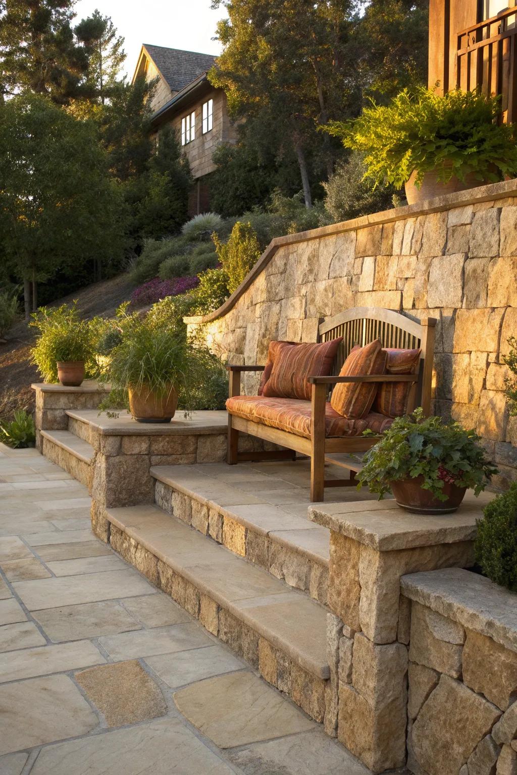 Transform your garden steps into a serene hideaway with handcrafted elegance.