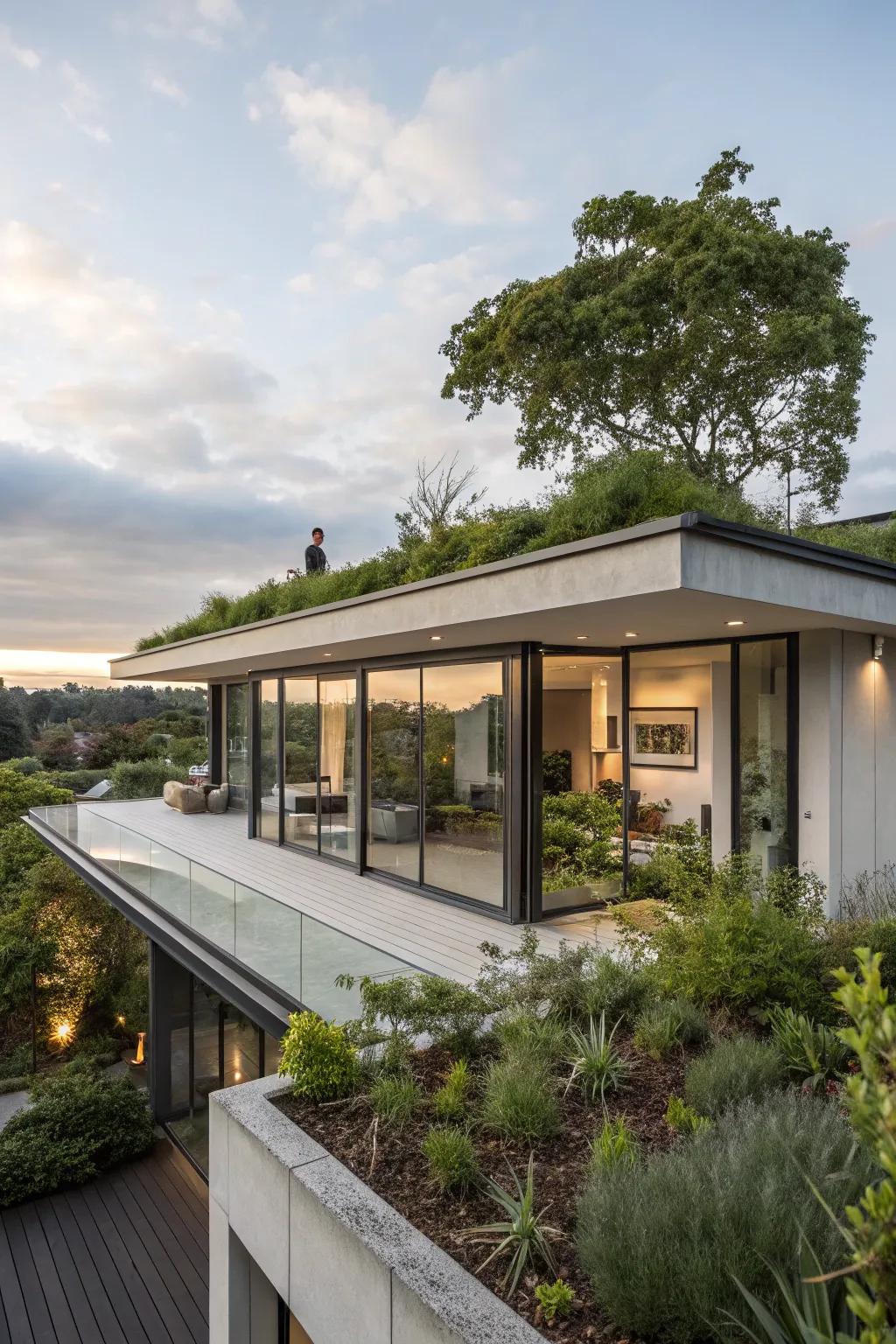 Flat roofs offer minimalist style and versatile space.