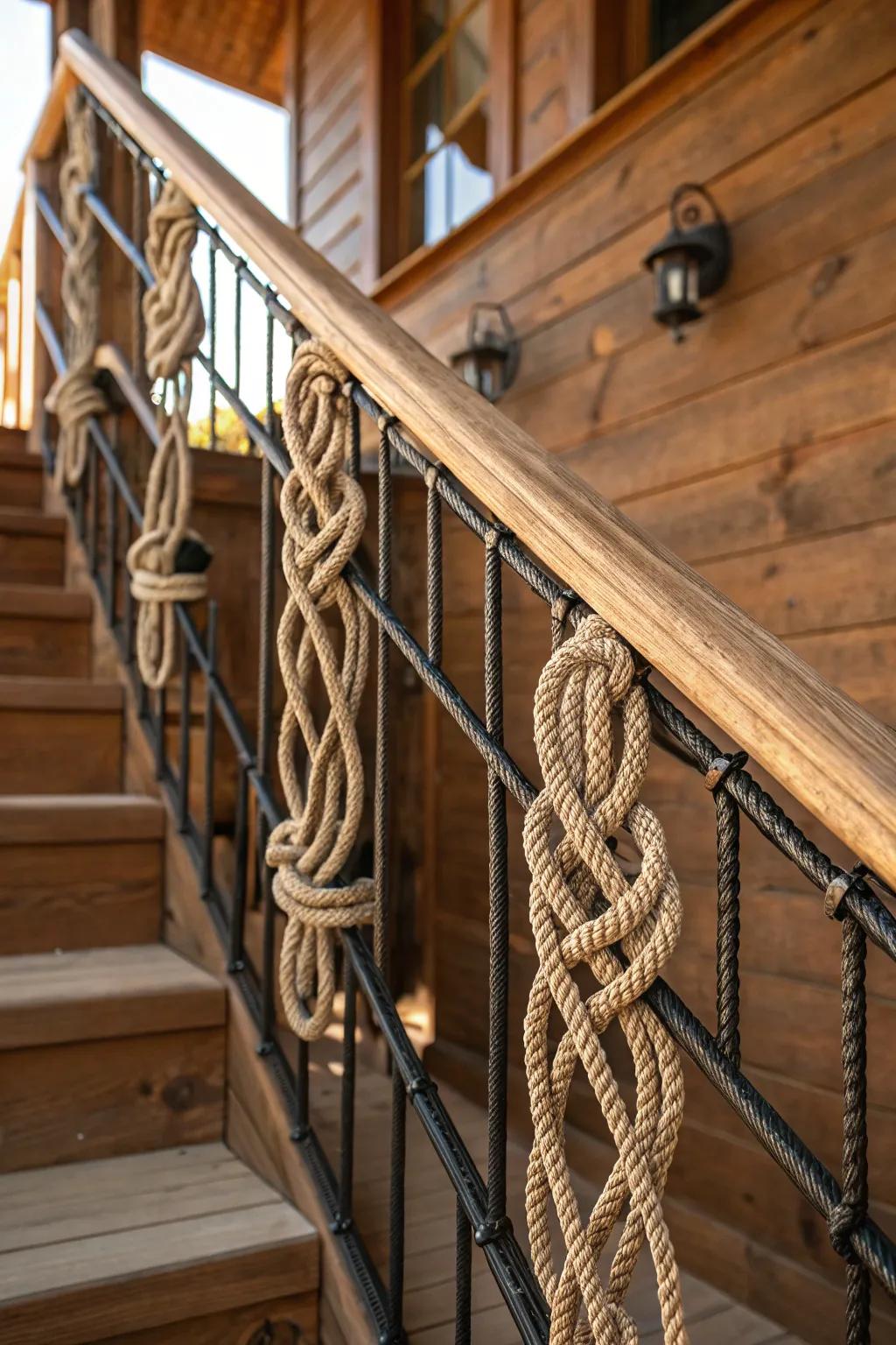 Elevate your space with the art of custom rope railing craftsmanship.
