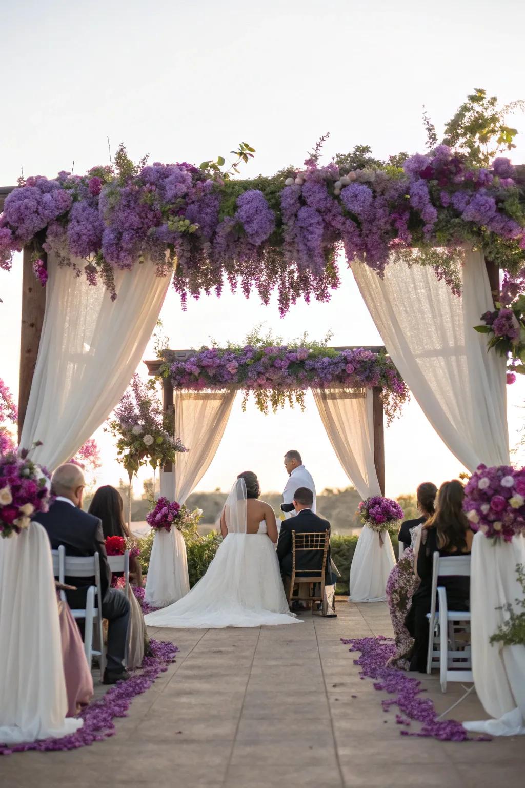 Lavender and ivory create a soft and romantic wedding setting.