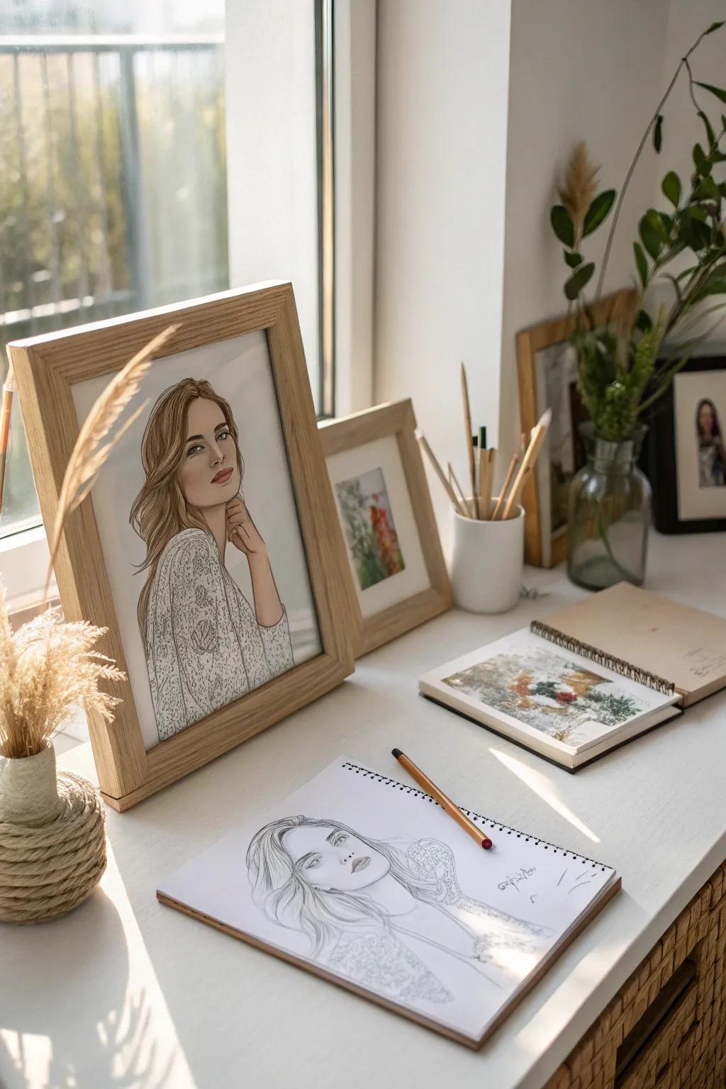 Capture your essence with a self-portrait within a portrait—where creativity meets simplicity.