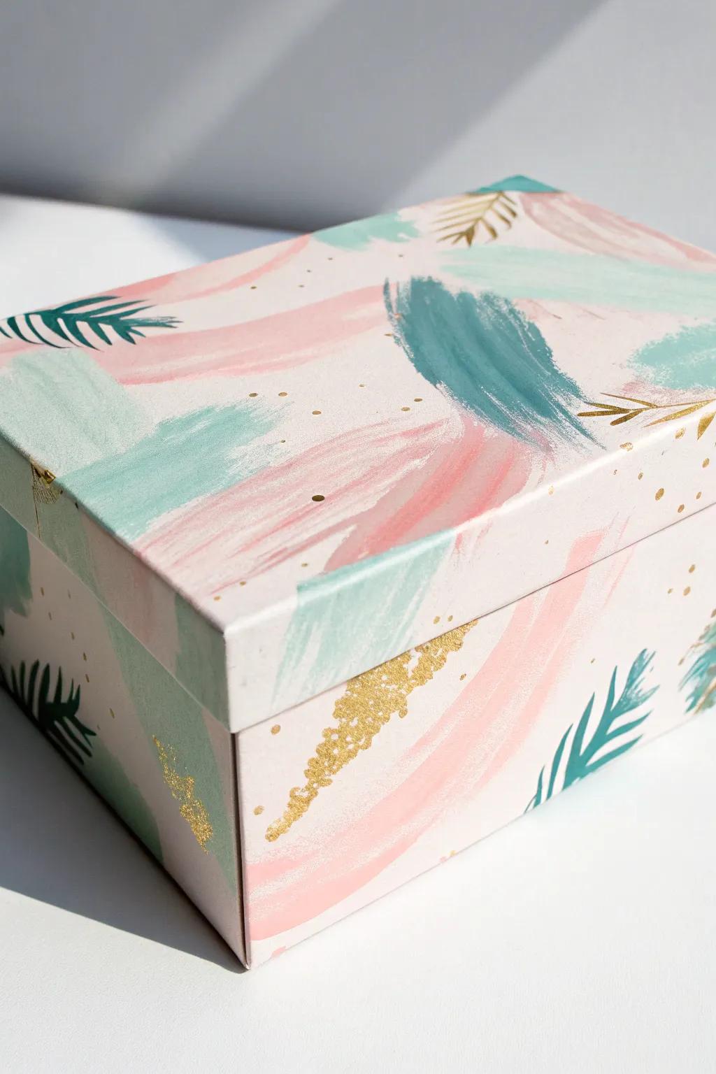 Transform your shoe box into a canvas of creativity with abstract art. Let your imagination flow with every brushstroke!
