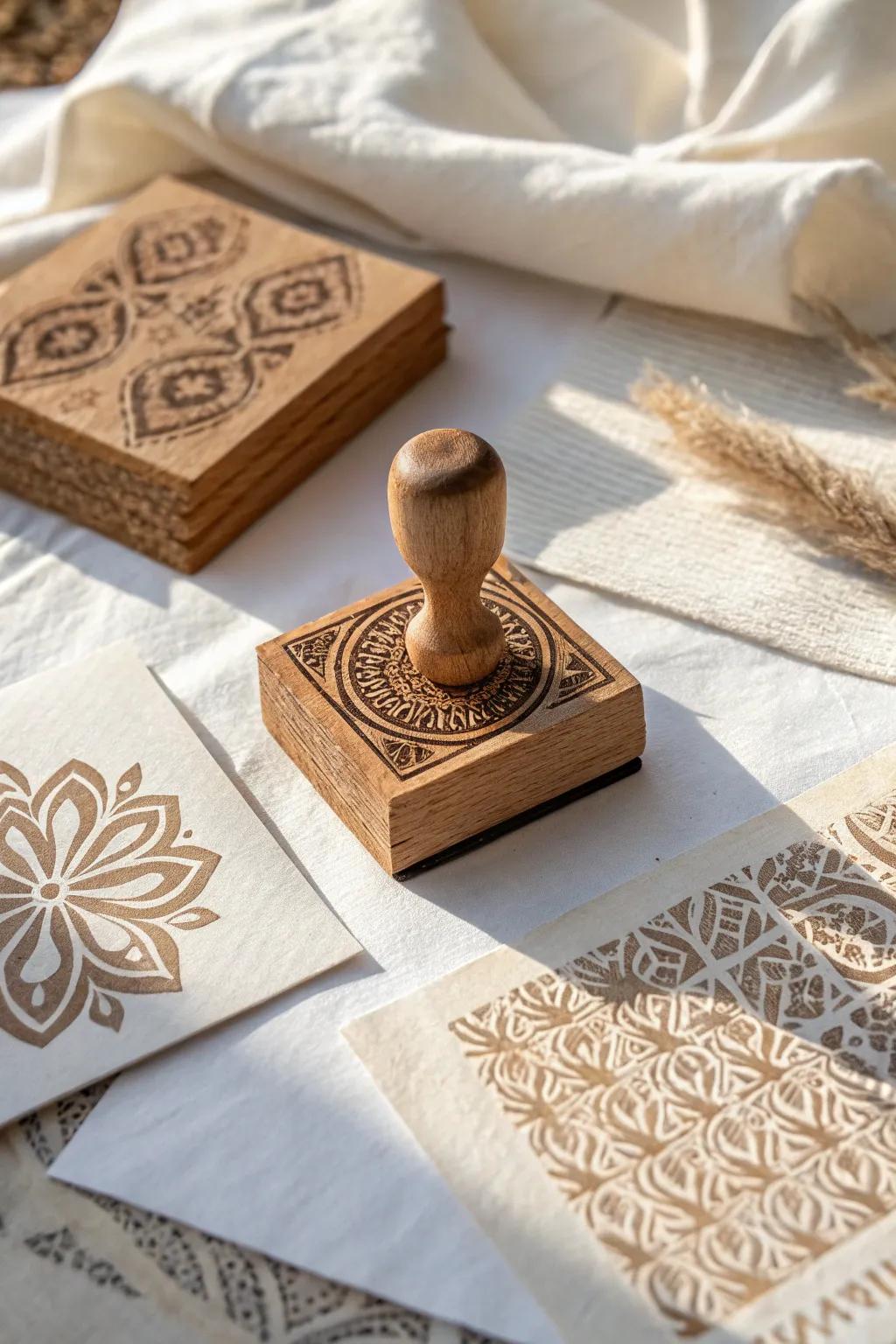 Discover the art of textured layers with handcrafted stamps, where simplicity meets elegance.