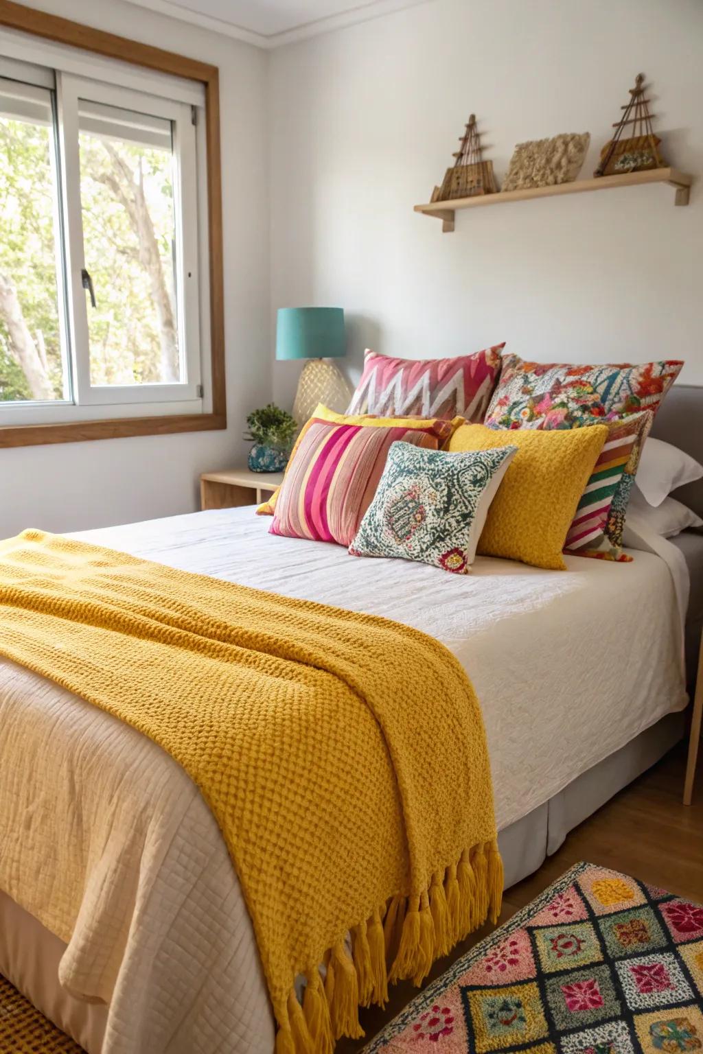 Colorful accents bring life and vibrancy to your summer bedroom.