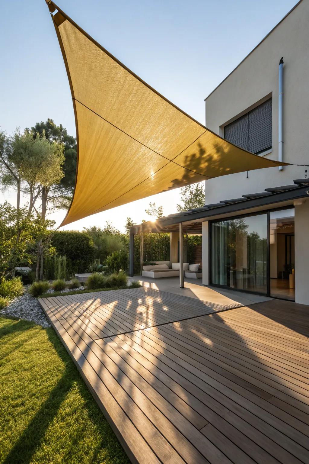 Elevate your outdoor space with a stylish triangular shade sail—where modern design meets superb craftsmanship.