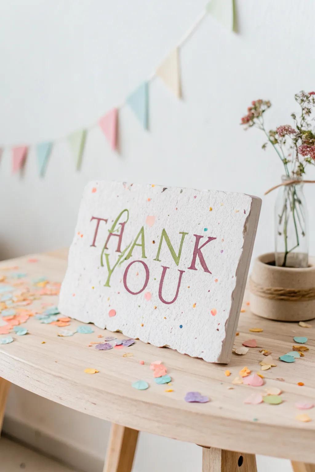 Celebrate gratitude with a touch of confetti magic.