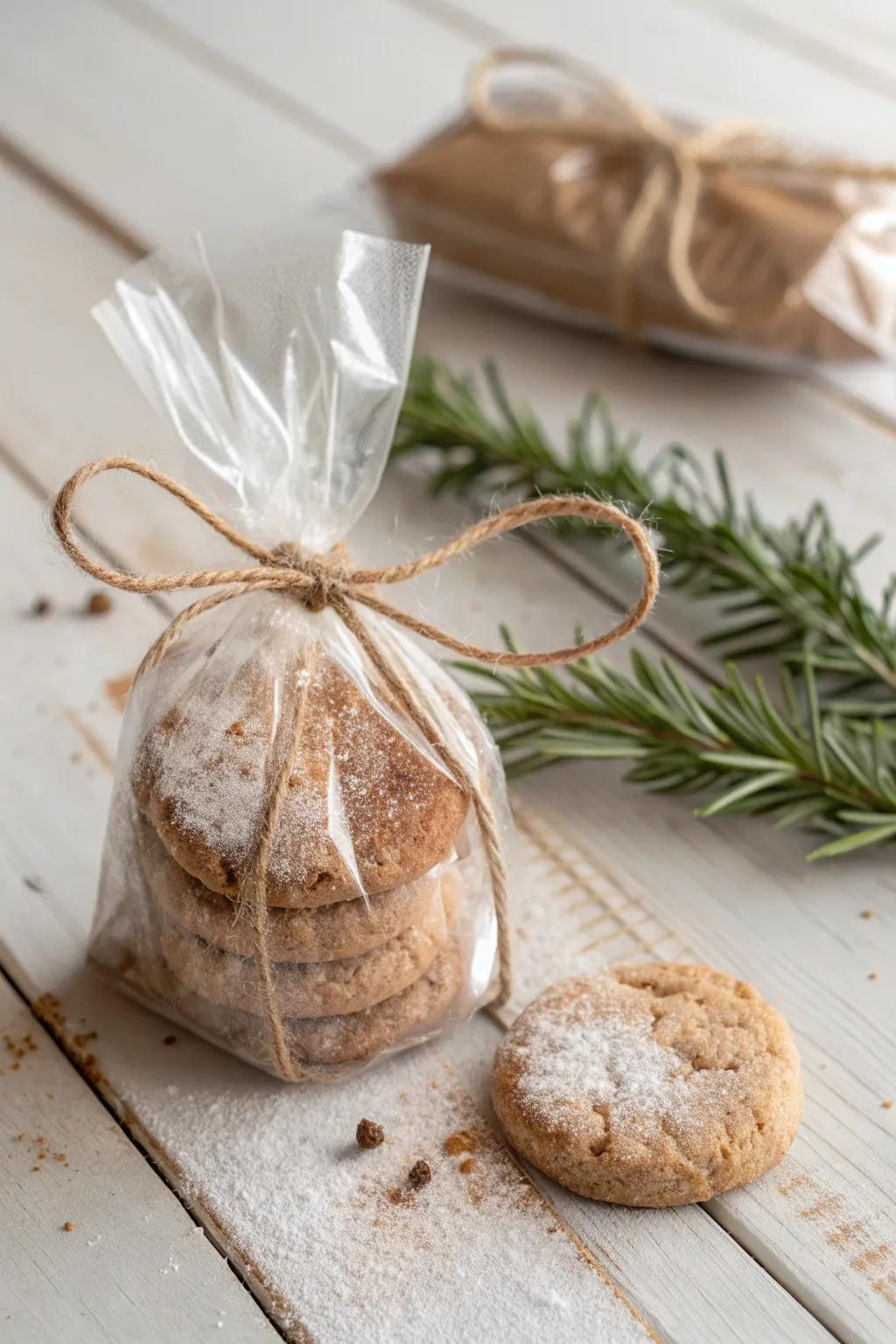 Crafted with love: Homemade cookies wrapped in festive simplicity.
