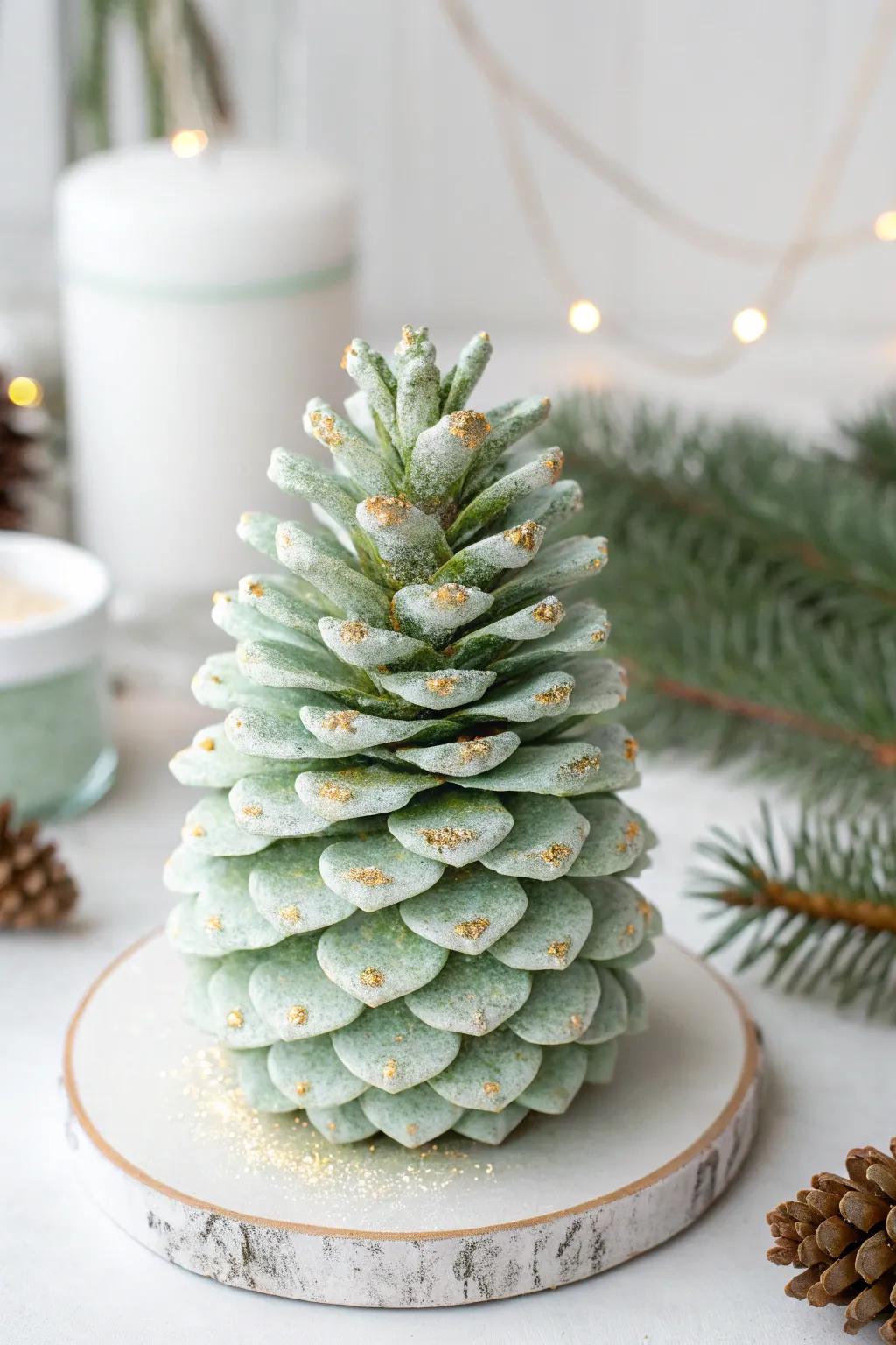 Embrace simplicity and natural beauty with this charming pinecone Christmas tree craft idea.