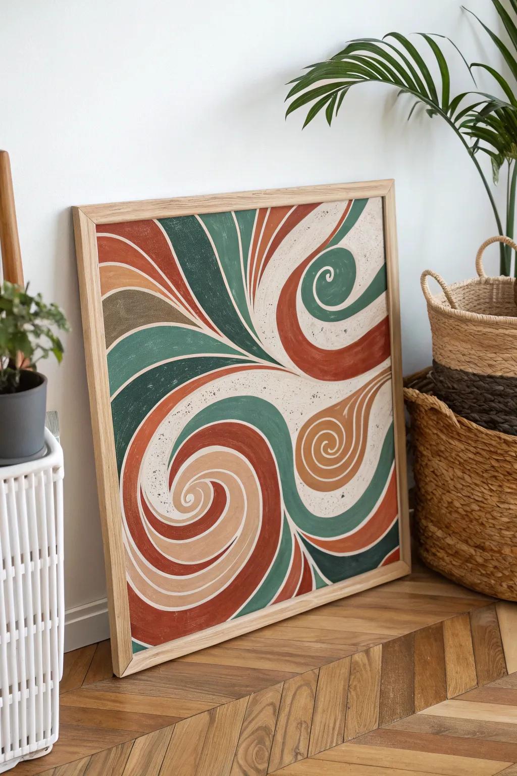 Elevate your space with the captivating energy of dynamic swirling patterns.