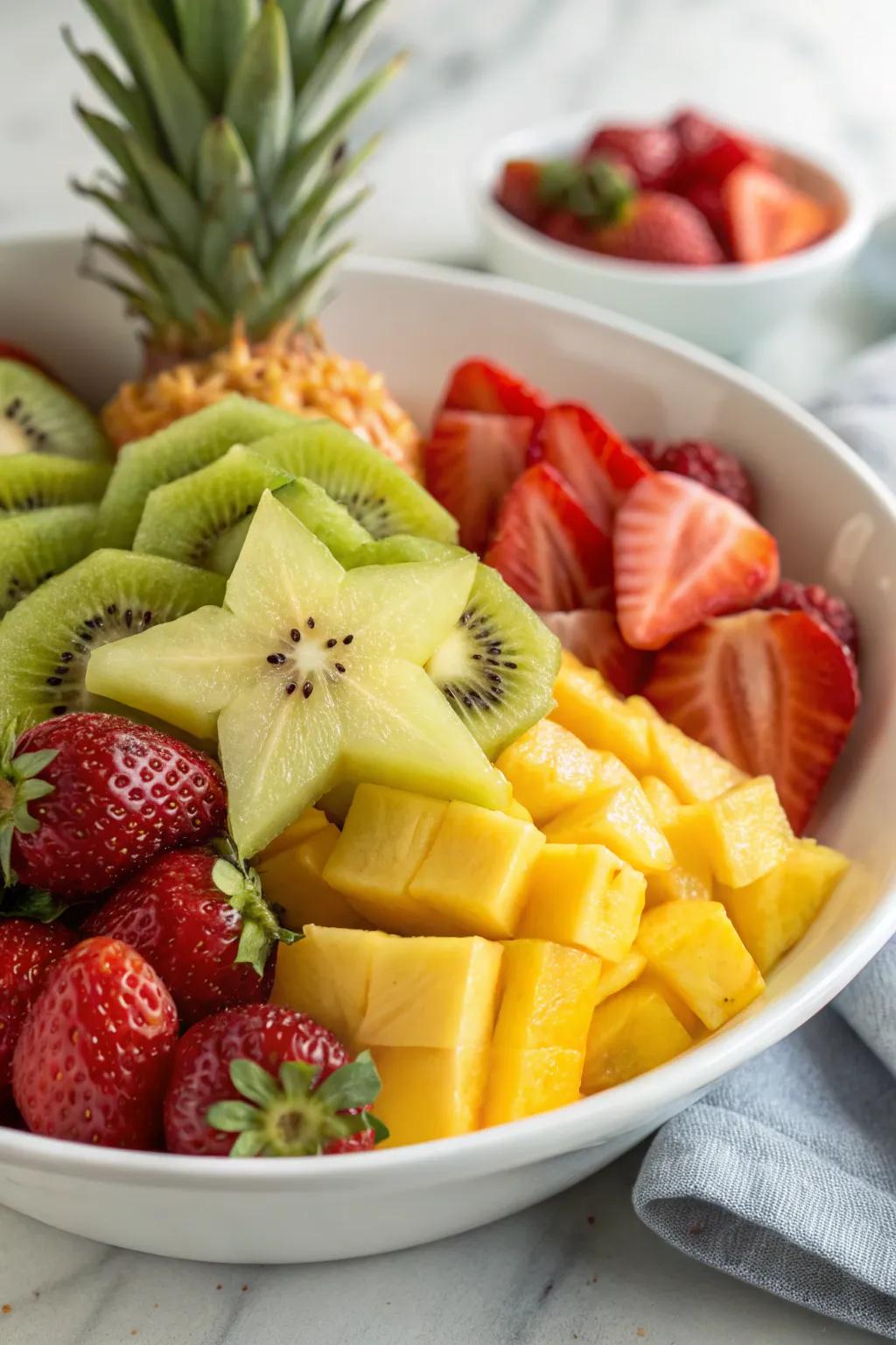 Kiwi stars add a whimsical element to this tropical fruit platter.
