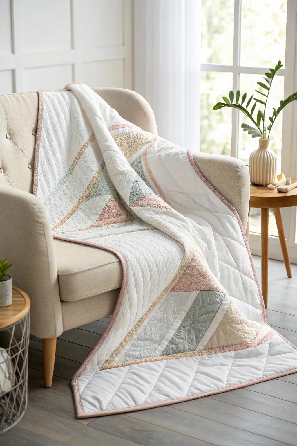 Embrace modern minimalism with a quilt that speaks volumes in simplicity.