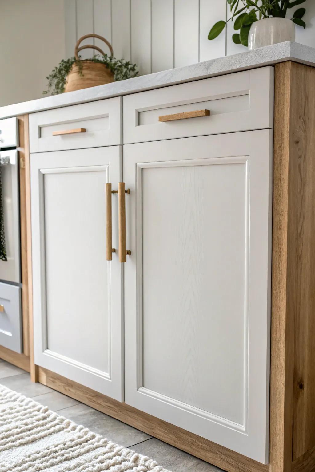 Transform your space with minimalist elegance: upcycled kitchen cabinets that blend Scandinavian simplicity with boho charm.