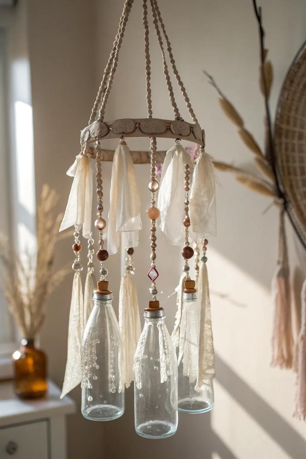 Transform ordinary bottles into stunning hanging art with a touch of Boho elegance.