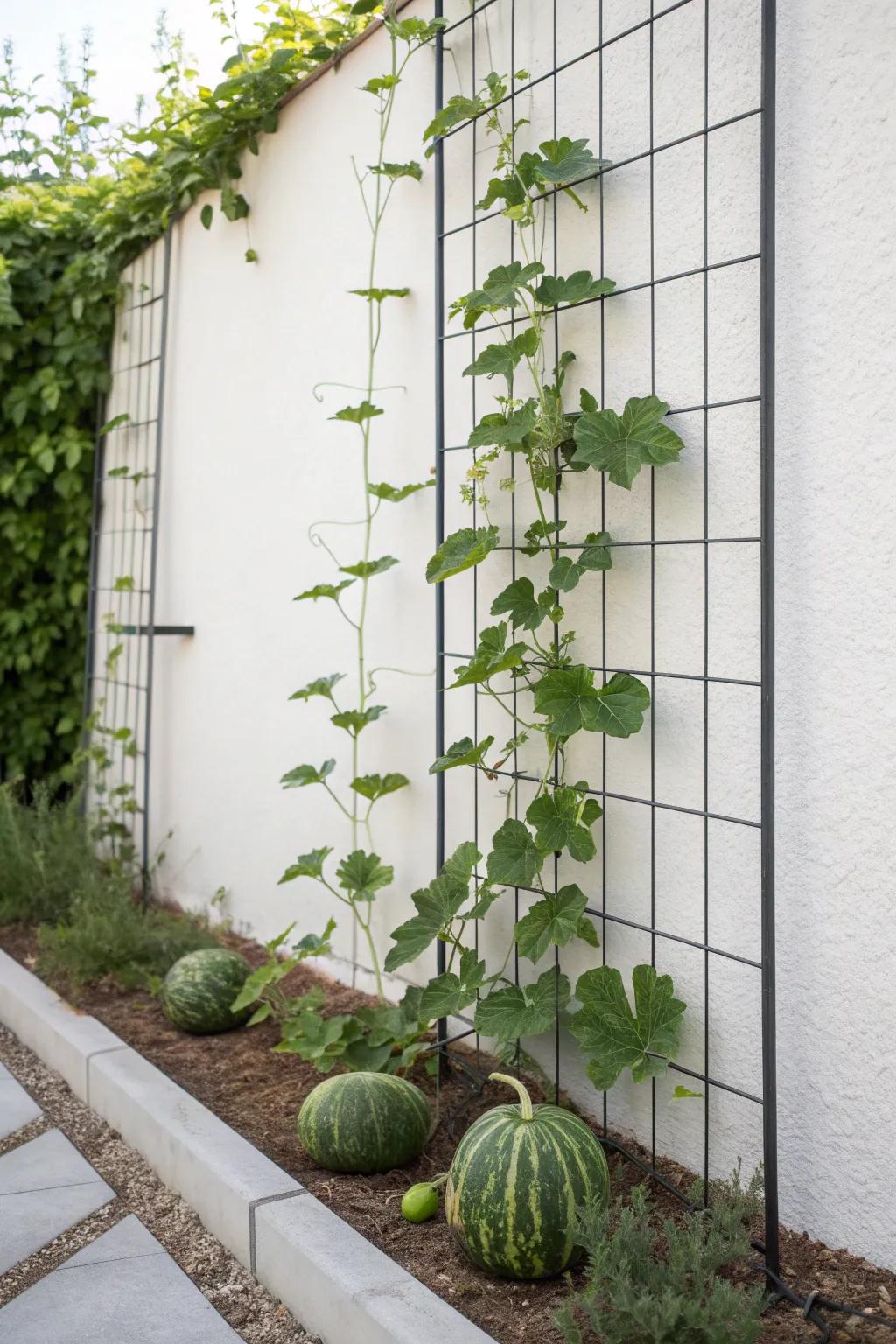 Elevate your garden with sleek vertical wire panel trellises—where modern design meets natural beauty.