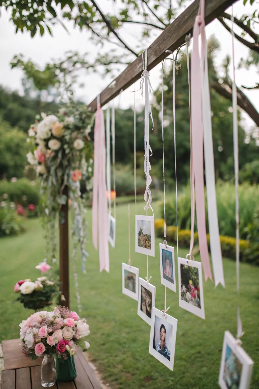 Create a breathtaking effect with hanging photo installations.