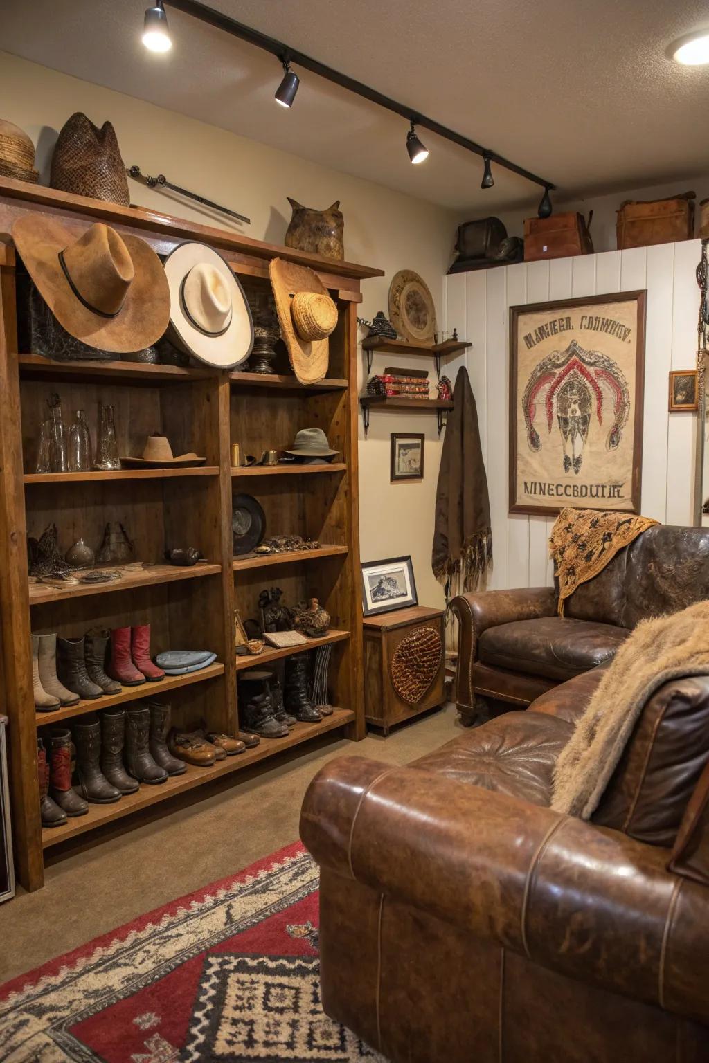 Western memorabilia adds personal authenticity.