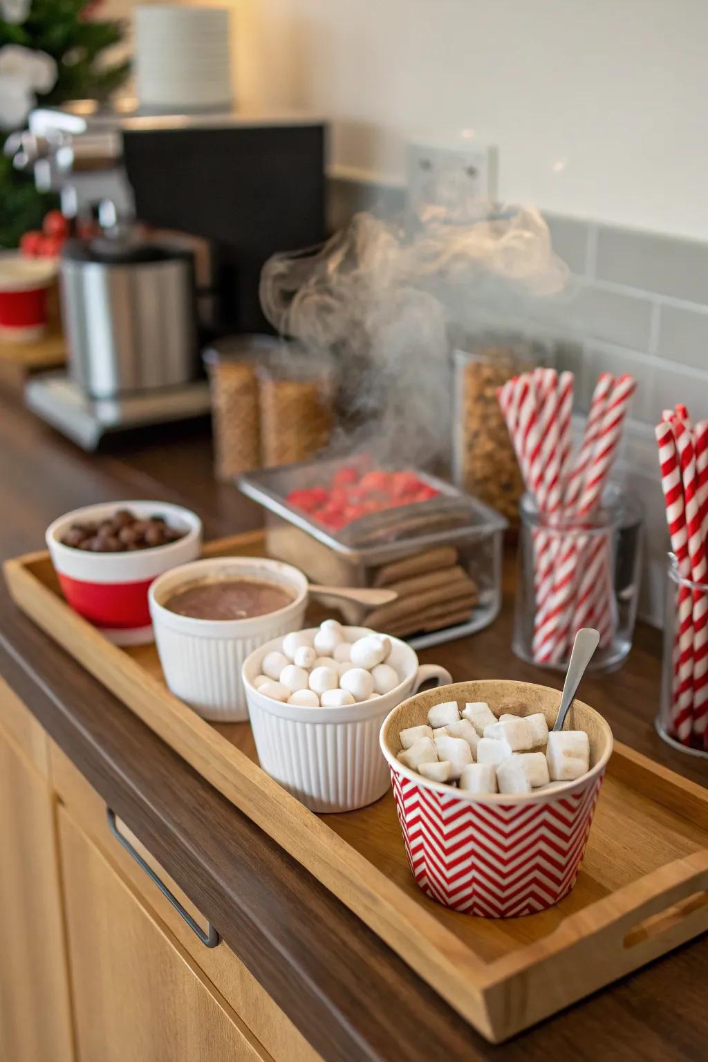 Warm up your winter with a delightful hot cocoa station.