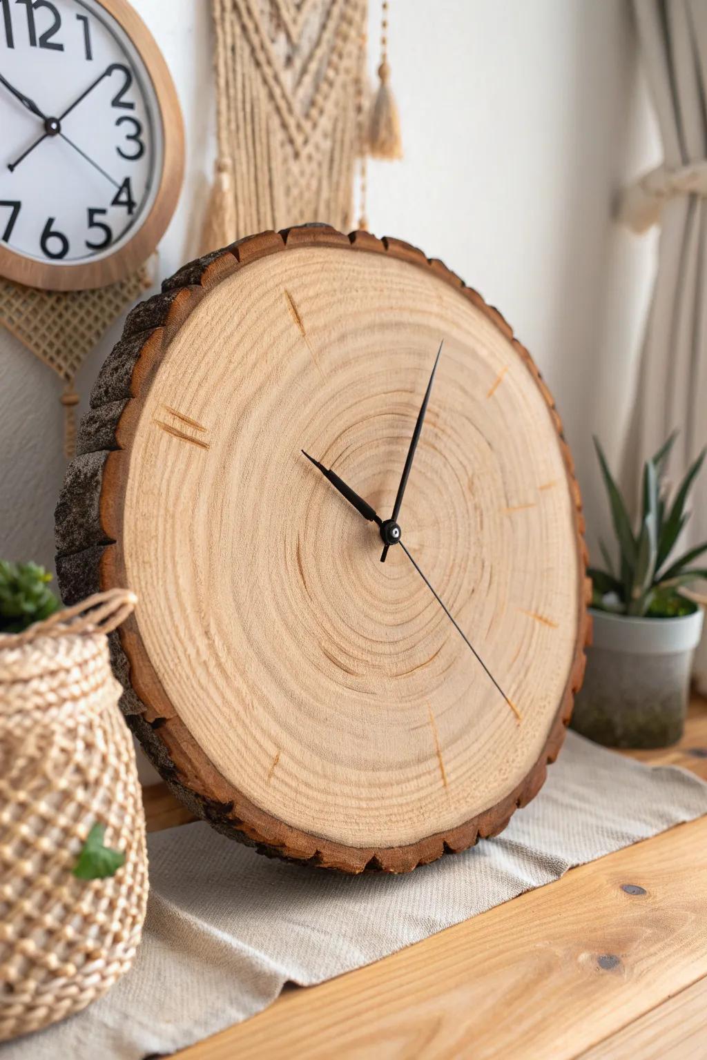 Embrace timeless elegance with this handcrafted wood slice clock, a perfect blend of rustic charm and minimalist beauty.