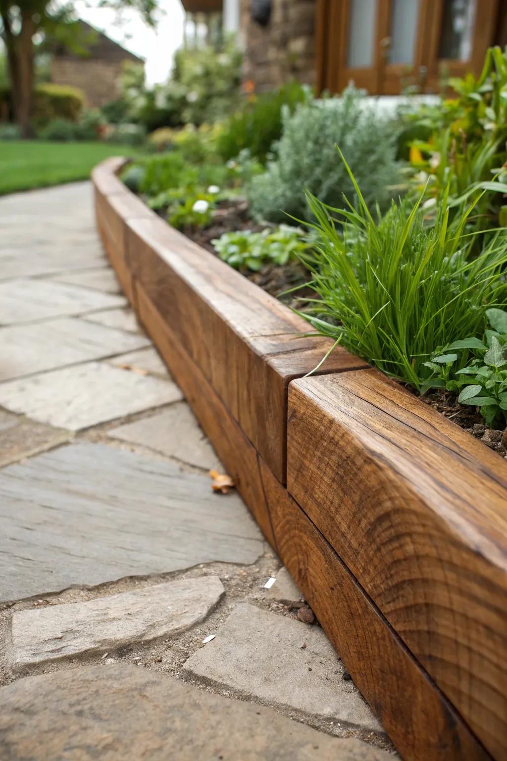 Elevate your garden with the elegance of handcrafted wooden dividers.