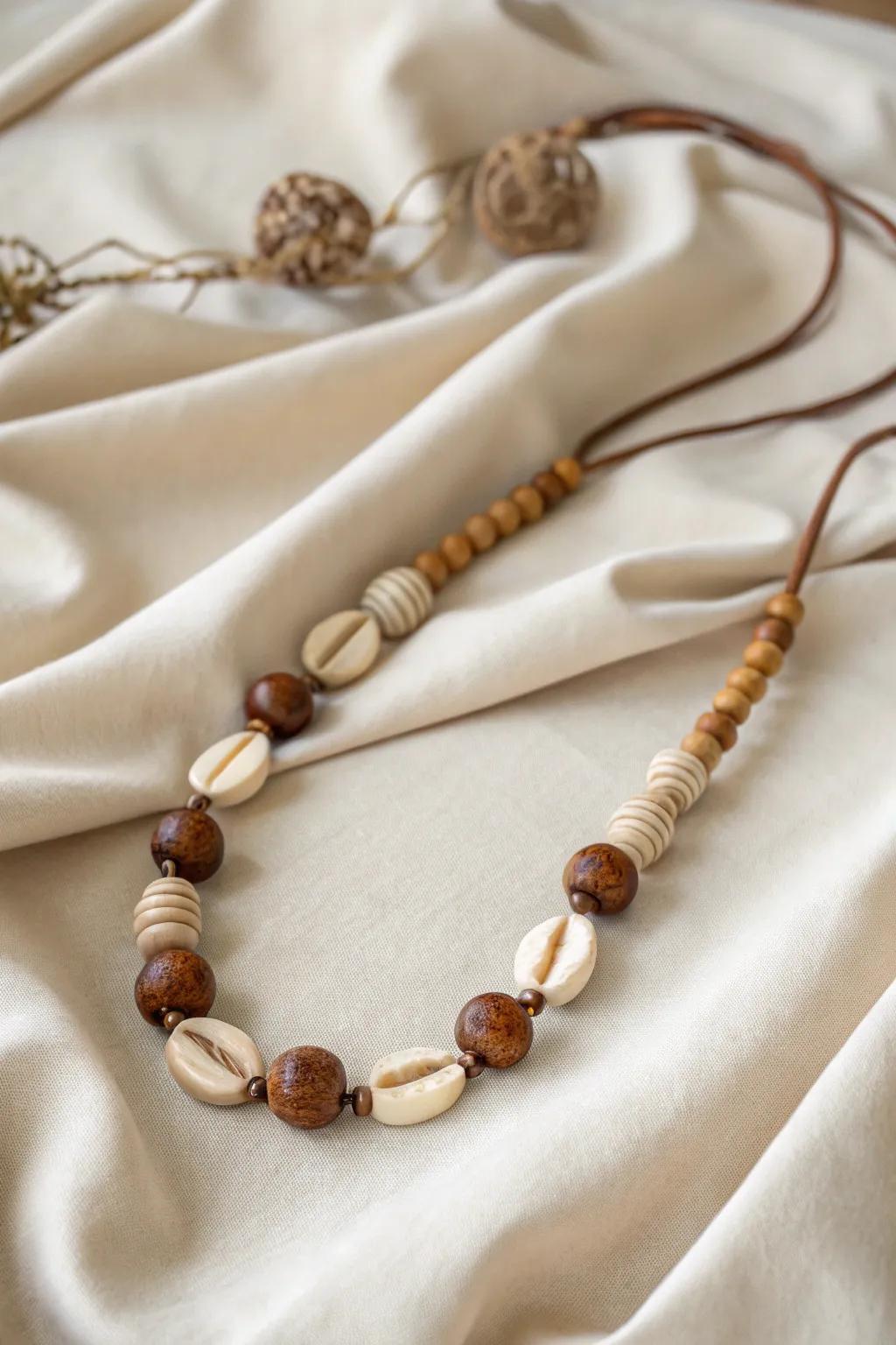 Elevate your style with a handcrafted wooden bead necklace that speaks volumes in simplicity and elegance.