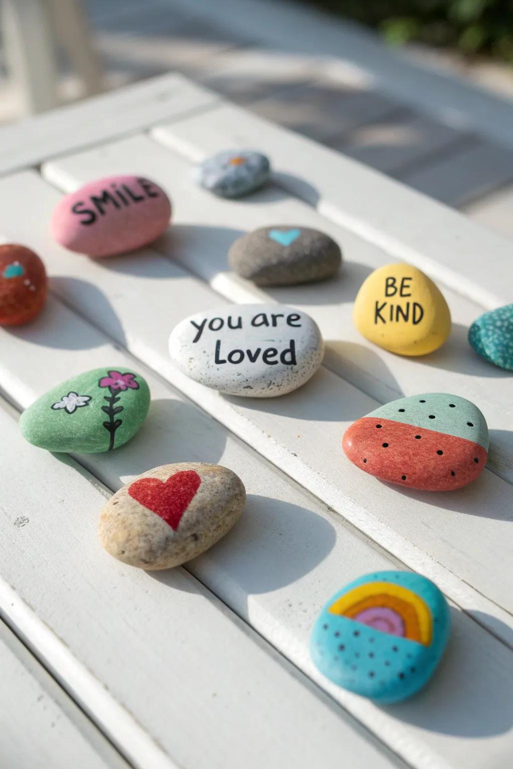 Spread joy with 100 beautifully painted kindness rocks, a simple yet powerful way to brighten your community!