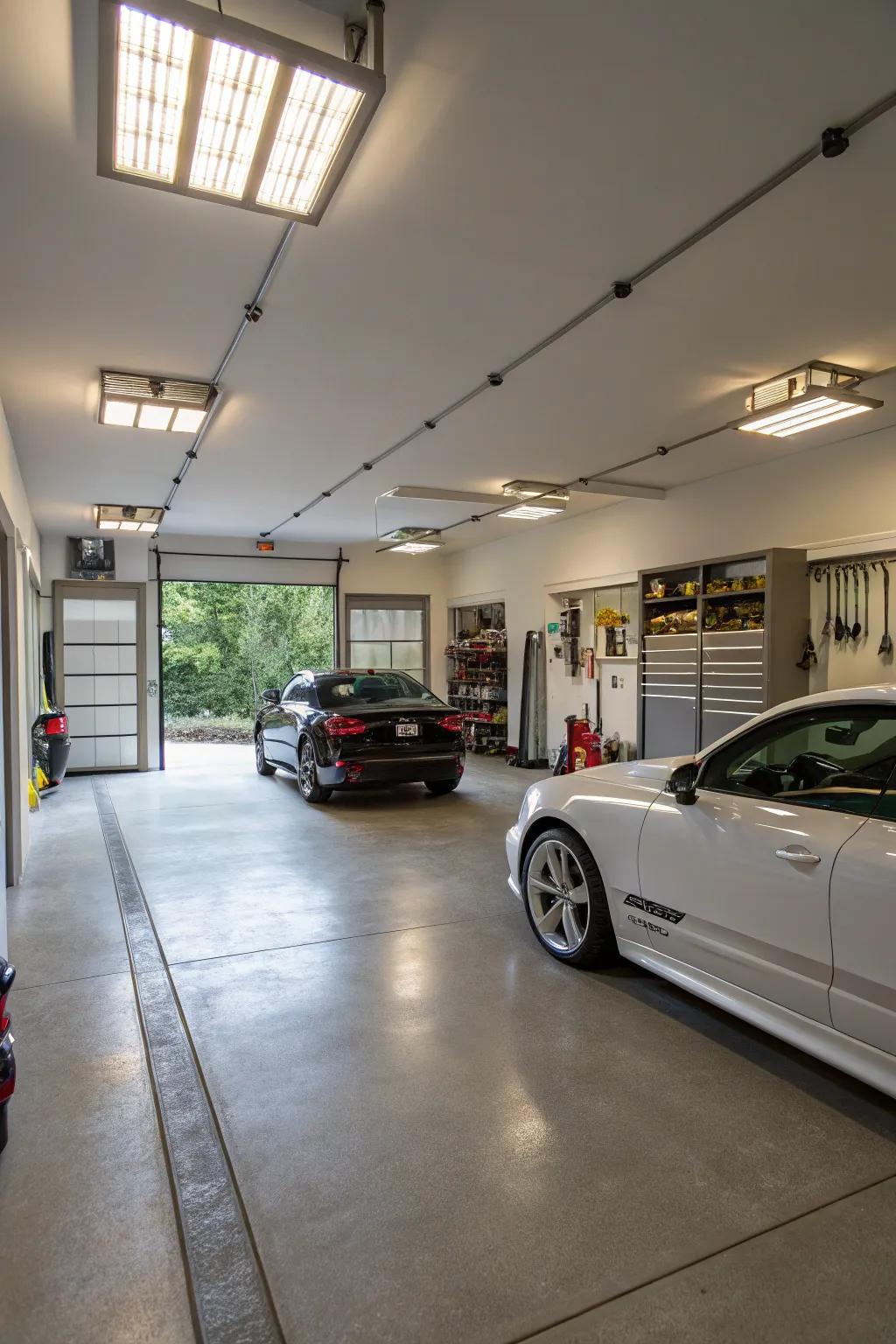 Brighten up your garage with strategic lighting solutions.