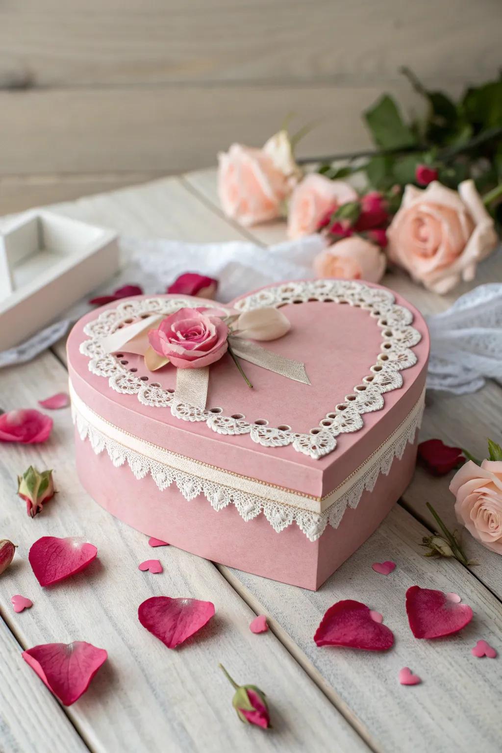 Embrace the charm of simplicity with this pretty-in-pink heart box, perfect for a touch of Valentine's elegance.