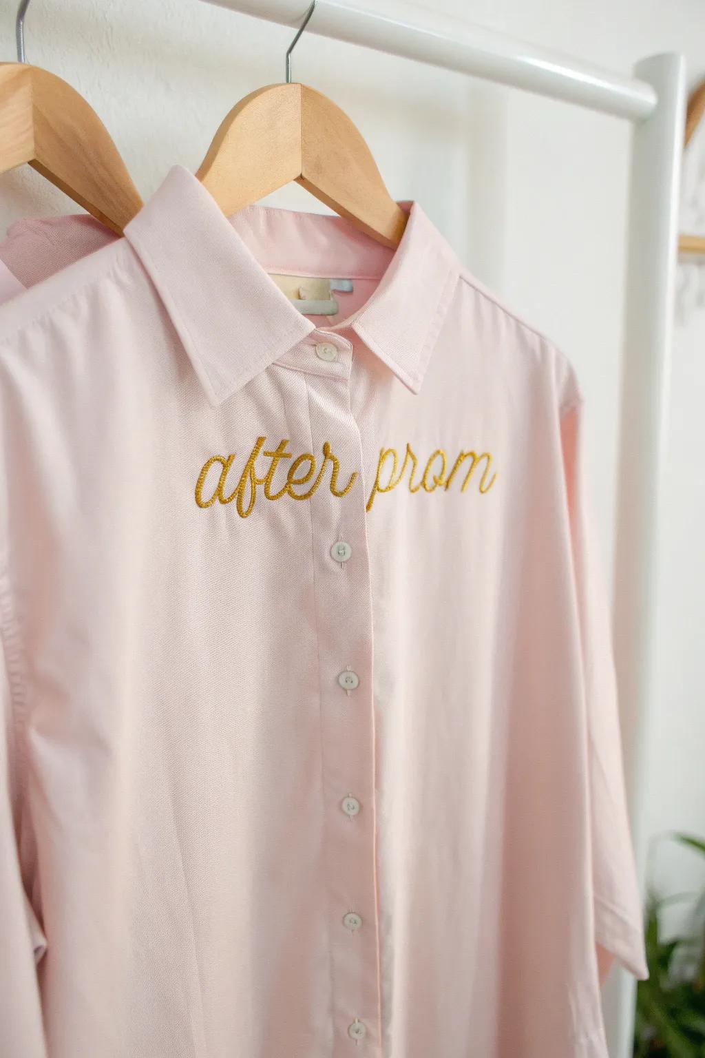 Capture the moment with a personalized after-prom shirt, a keepsake of elegance and individuality.