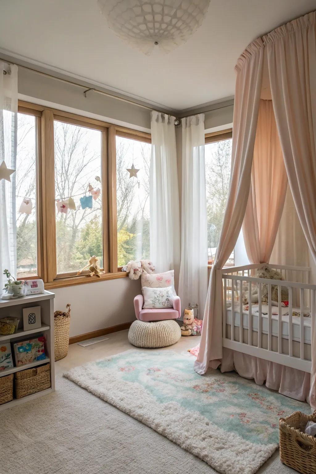 Natural light enhances the nursery's ambiance.