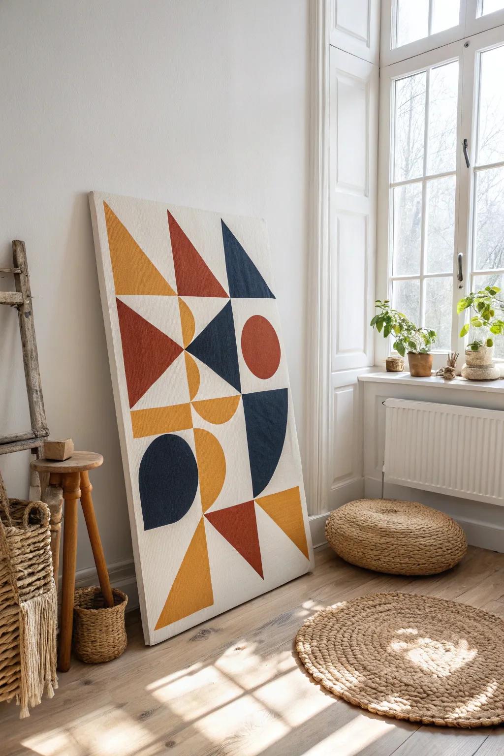 Transform your space with bold geometric designs that merge Scandinavian minimalism with Boho charm.