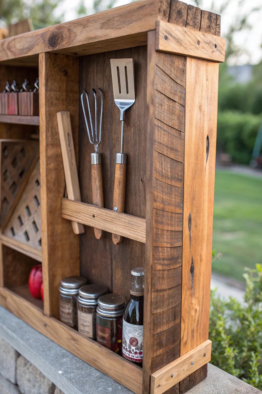 Elevate your BBQ game with a bespoke storage solution that blends functionality with artisanal flair.